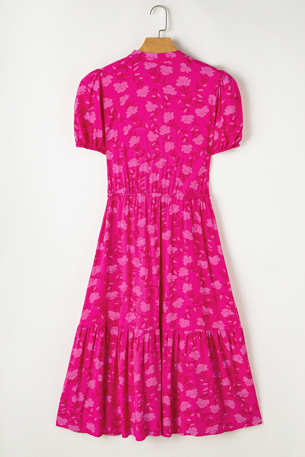 Rose Red Floral Pleated Midi Dress RTS