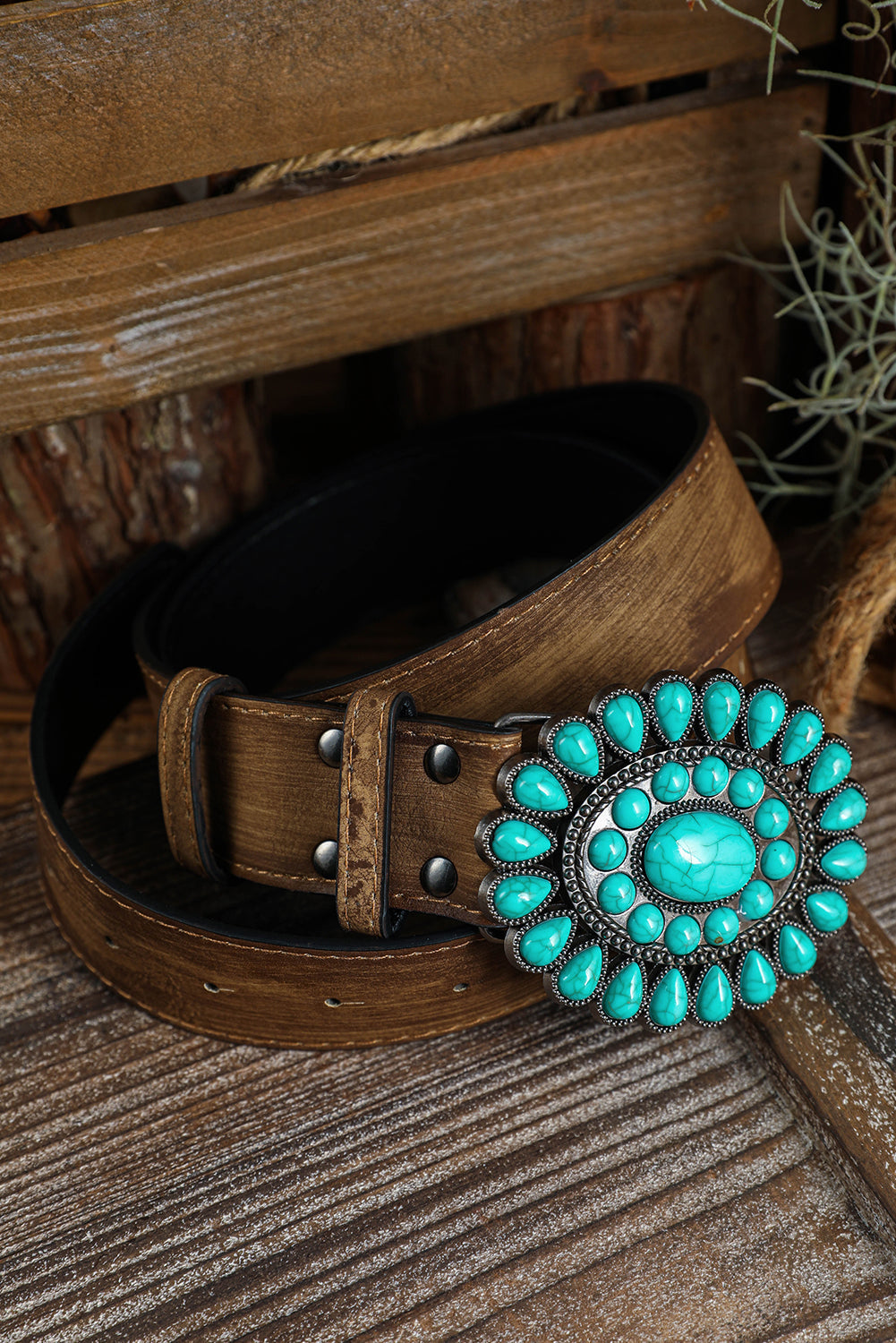 Light Blue Western Turquoise Decor Retro Wide Belt RTS