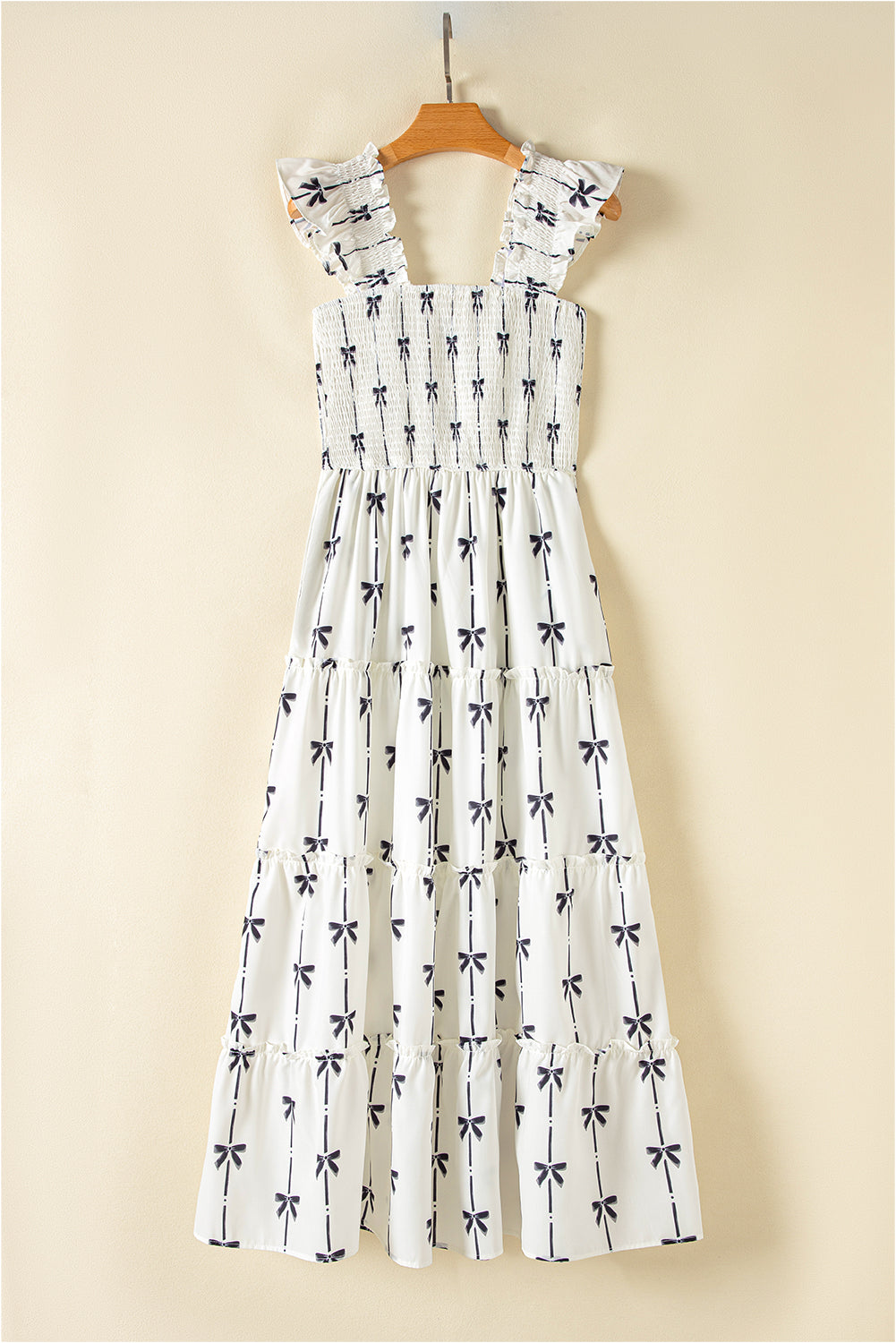 Black Bow Smocked Maxi Dress RTS