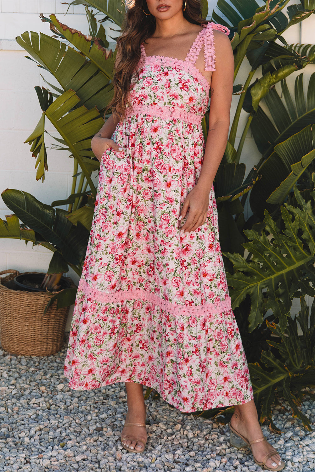 Floral Lace Tied Strap Maxi Dress March.