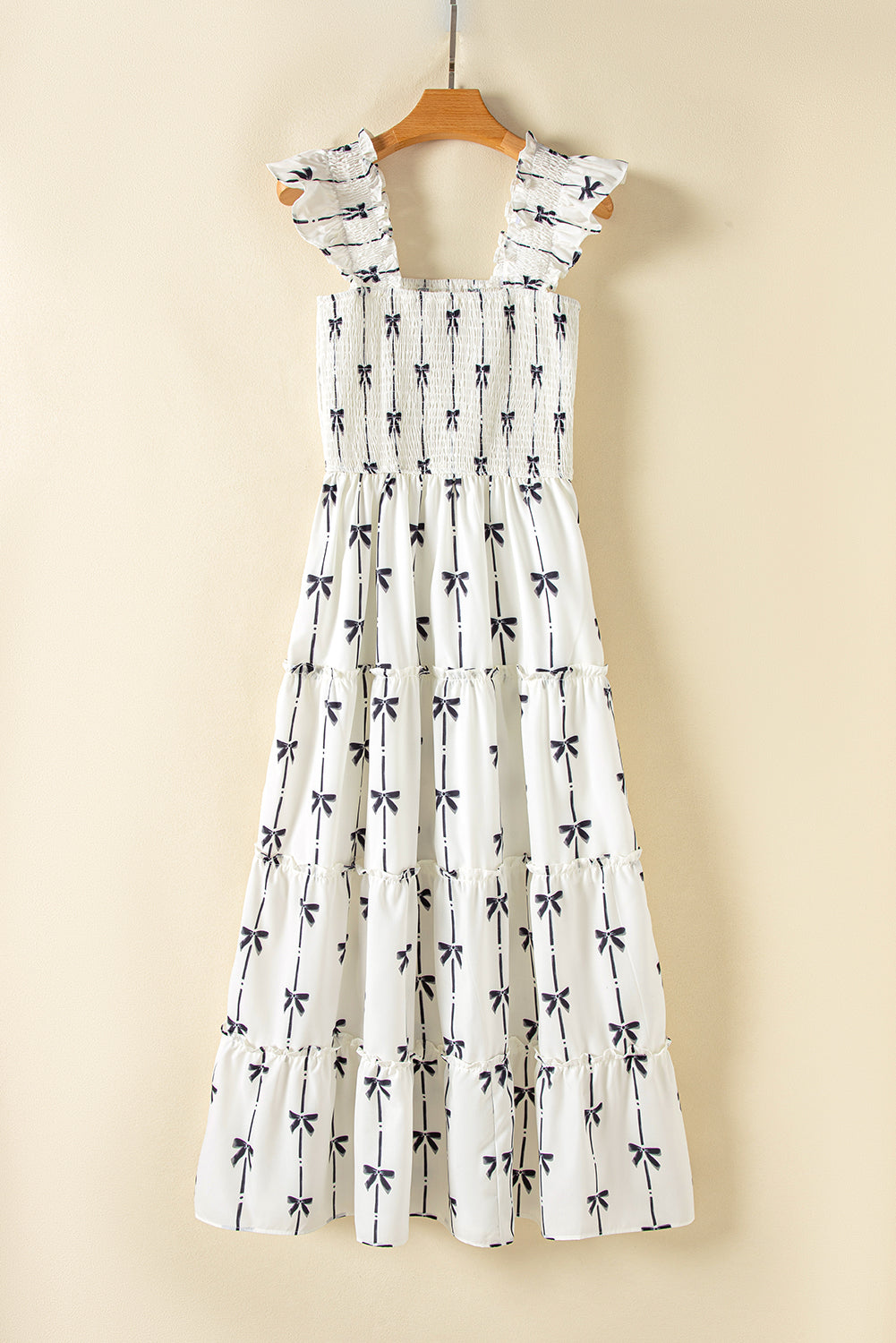Black Bow Smocked Maxi Dress RTS