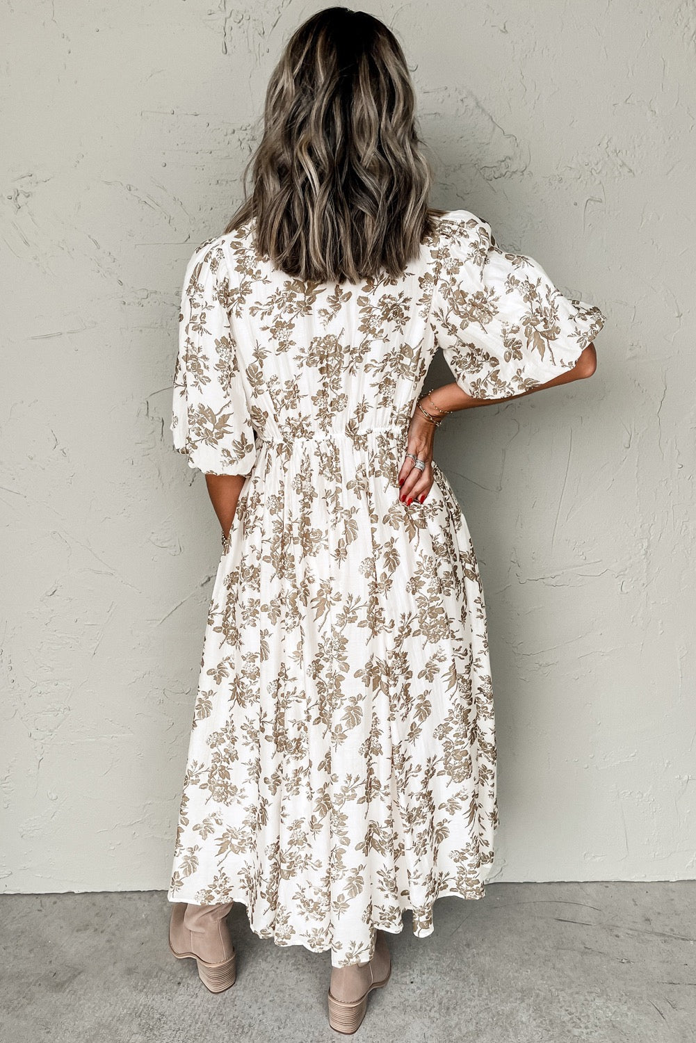 Khaki Floral Button Maxi RTS