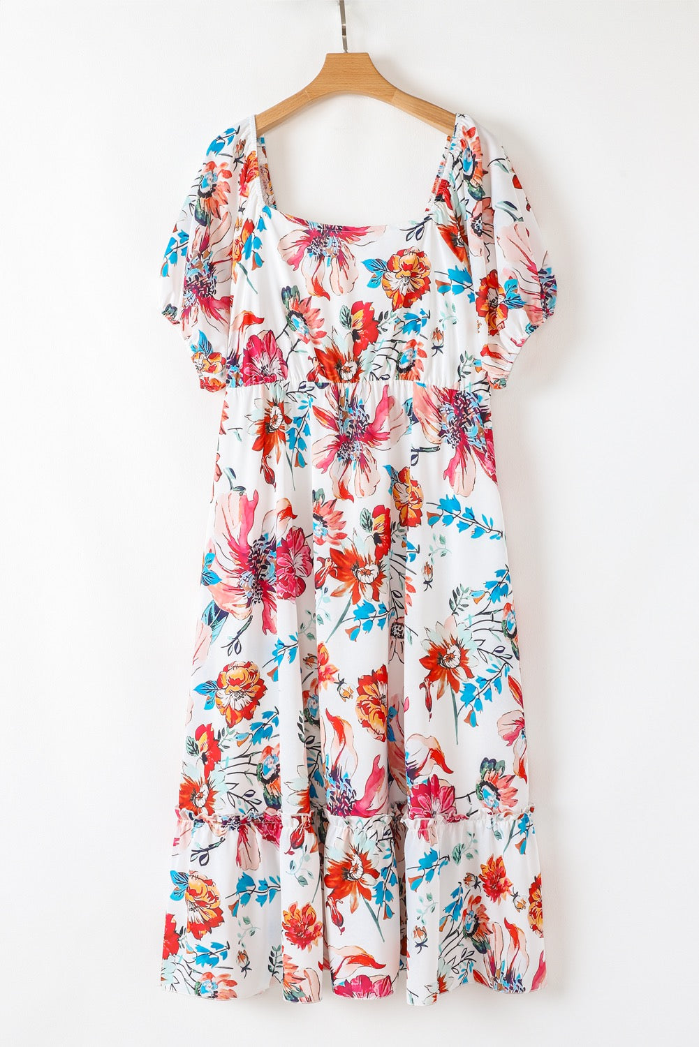 White Floral Plus Size Midi Dress March.