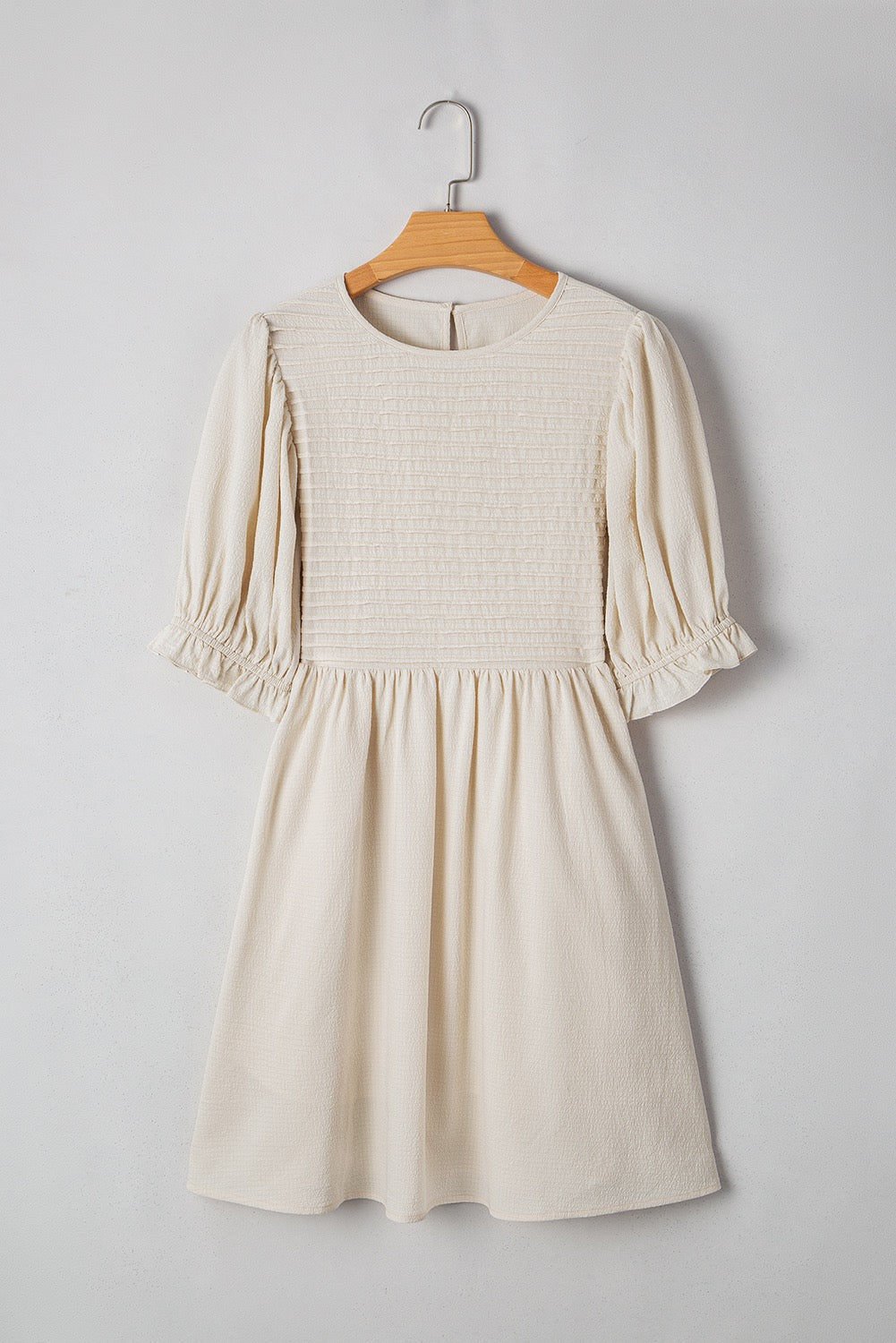 White Textured Ruffled Dress March.