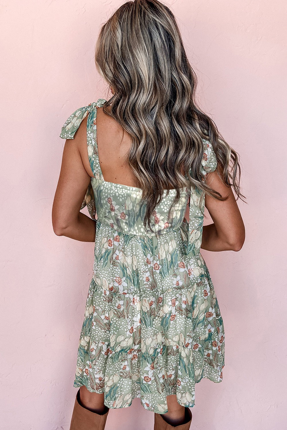 Floral Tie Strap Mini Dress RTS