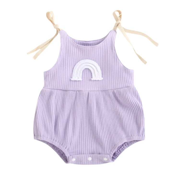 Purple Embroidered Rainbow Romper RTS