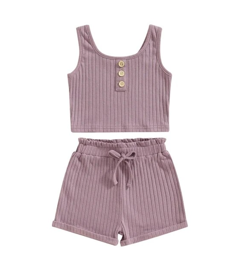 Ribbed Purple Tank Lounge Set RTS
