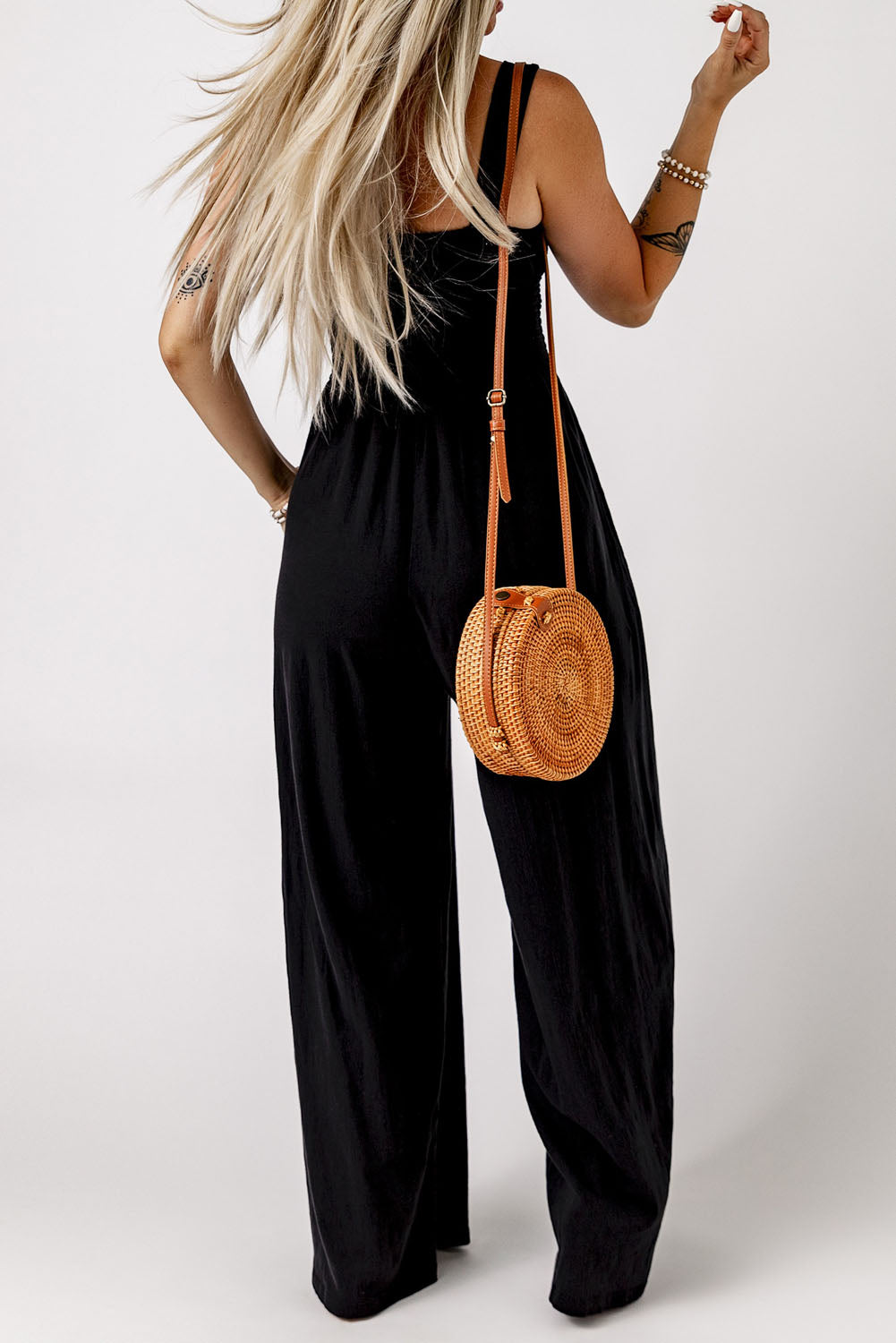 Black Smocked Jumpsuit RTS